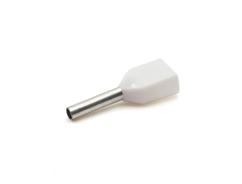 Embout de câblage double 2 x 0,5 mm² longueur 8 mm blanc