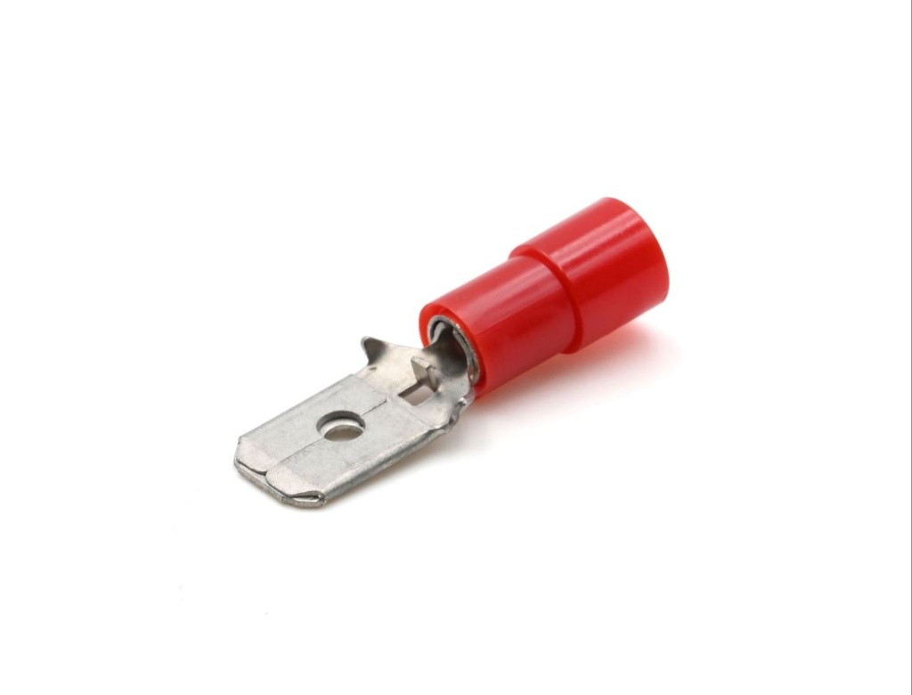 Clip partiellement isolé mâle rouge (0,25 à 1,5 mm²) - 6,3 x 0,8 mm