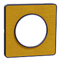 Odace 2011 Touch  - plaque 1 poste Kvadrat ocre avec liseré bleu cobalt