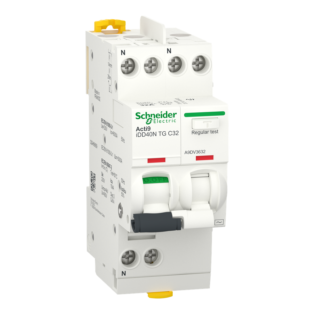 Acti9 iDD40N - Disj. dif. tête de grp - 1P+N 32A - C - 6000A/10kA - 30mA Type AC