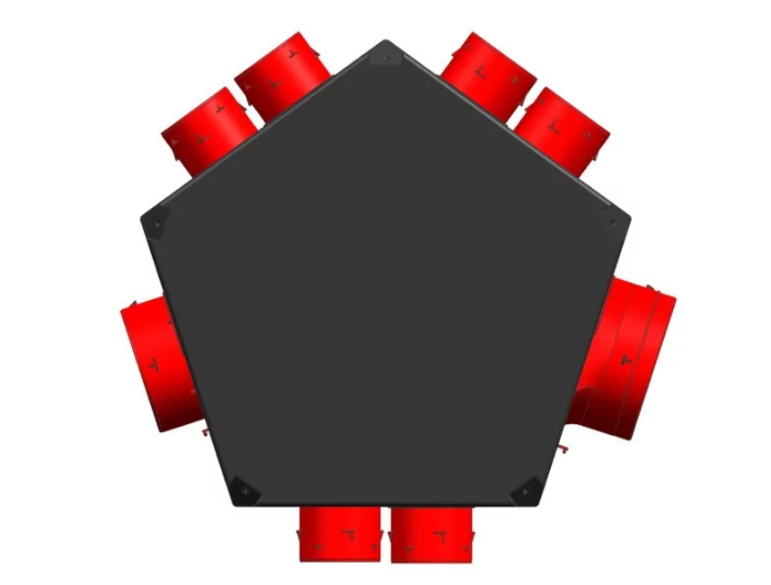 Plénum iso ext. 6 piquages D80mm, 1 piquage D125mm, 1 raccord D125 ou D150/160mm