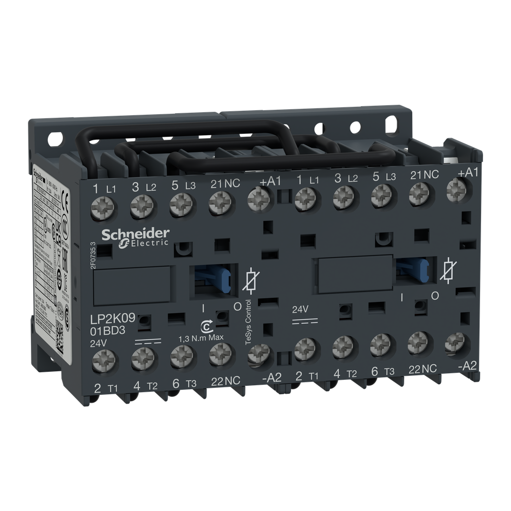 TeSys LP2K - contacteur inverseur - 3P - AC-3 440V - 9A - bobine 24Vcc