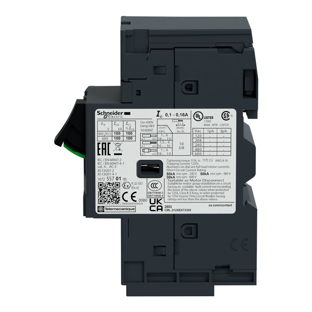 TeSys GV2ME - disj. moteur - 0,63..1A - 3P 3d - déclencheur magnéto-thermique