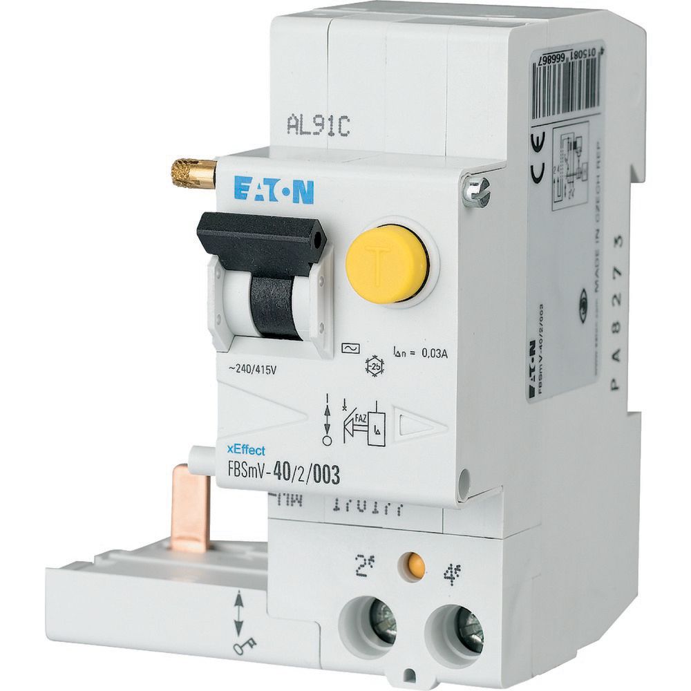 Bloc différentiel FBSMV pour FAZ, 2P, 40A, type A, 300mA