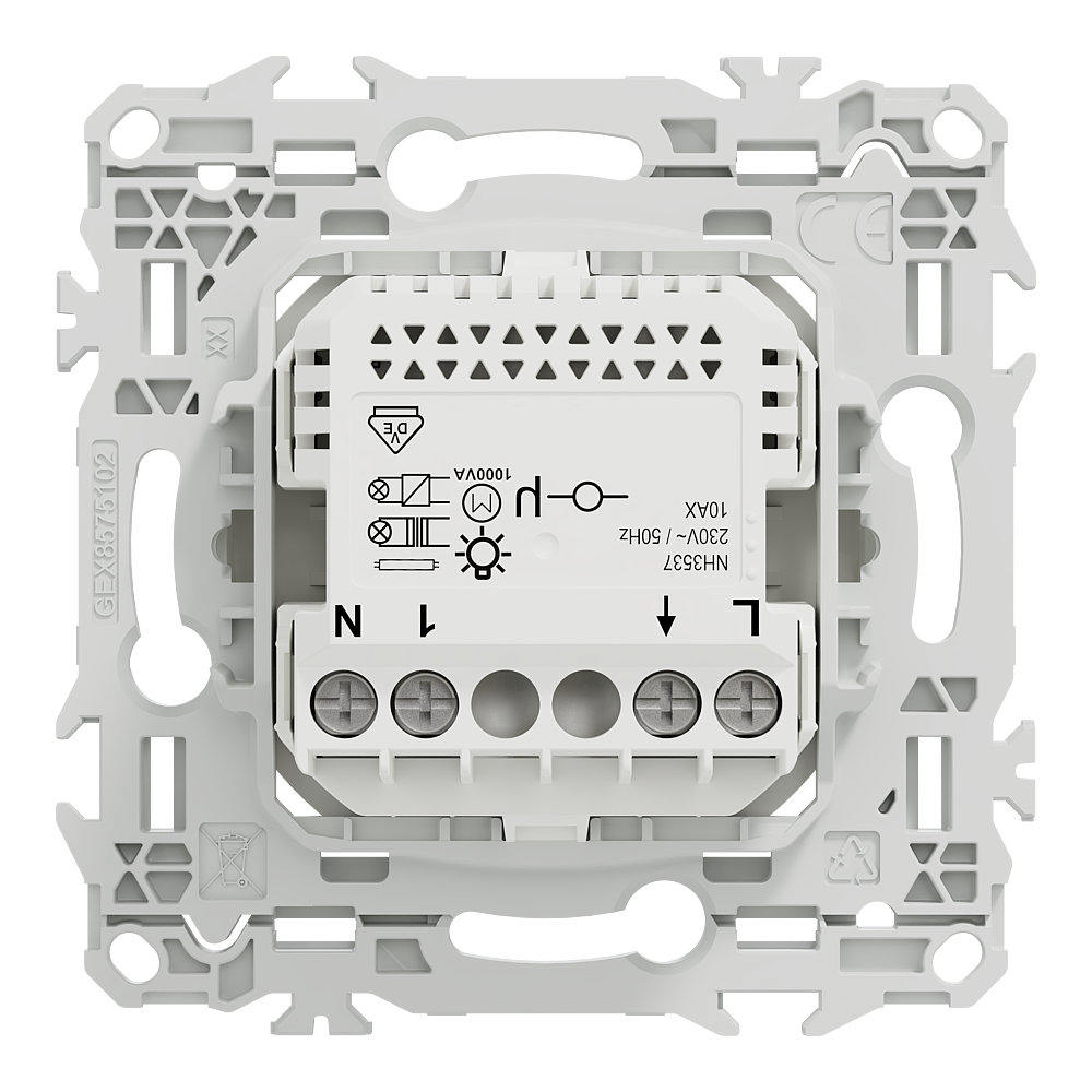 Wiser Odace - bouton poussoir connecté 3 fils 10A zigbee - blanc craie