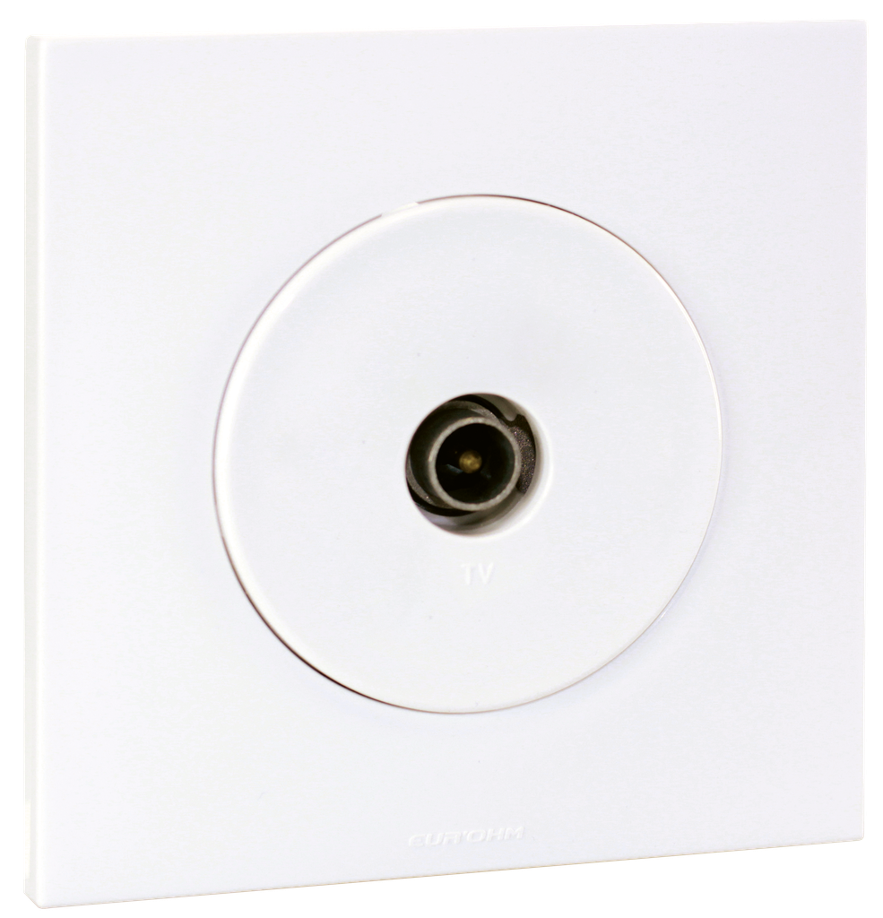 Square - prise TV + plaque - blanc
