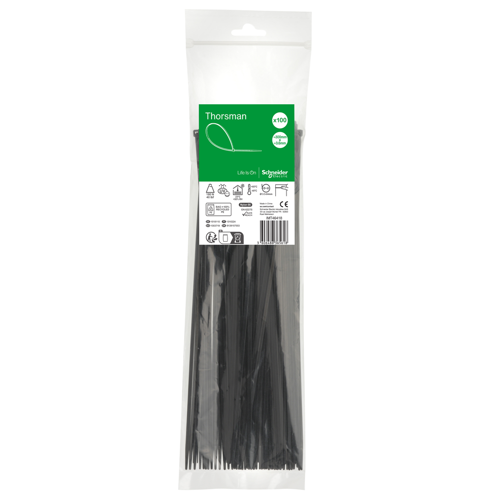 Thorsman colliers de serrage 300x3.6 Noir, 100p