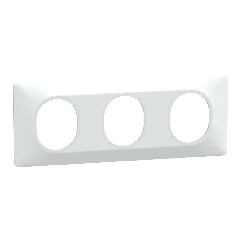Ovalis - Plaque de finition - 3 postes Horizontal - entraxe 71 mm - Blanc