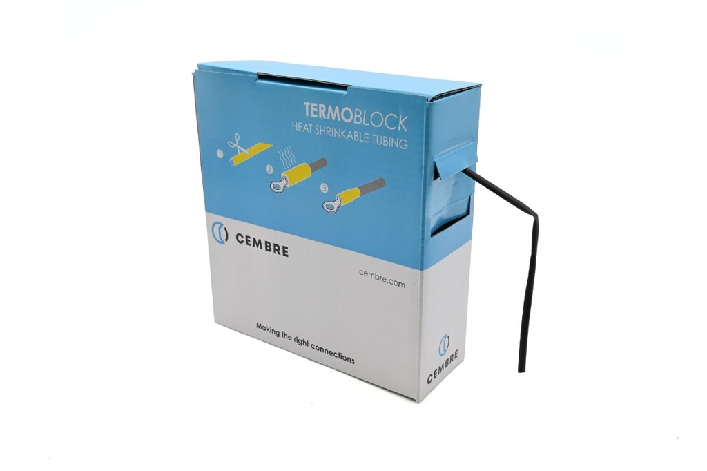 Gaine thermo 2:1 en cassette 3,2 mm av. rétreint L 10 m noire