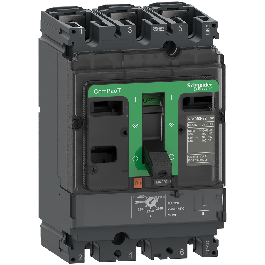 ComPacT NSX100R - Disjoncteur - MA 50A - 3P3D - 200kA - montage fixe