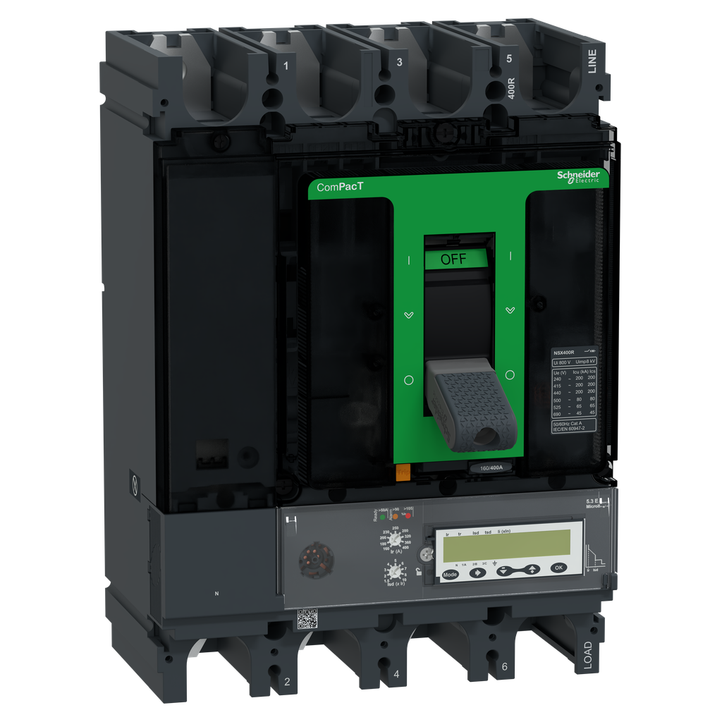 ComPacT NSX400R - Disjoncteur - MicroLogic 5.3E 400A - 4P4D - 200kA - fixe