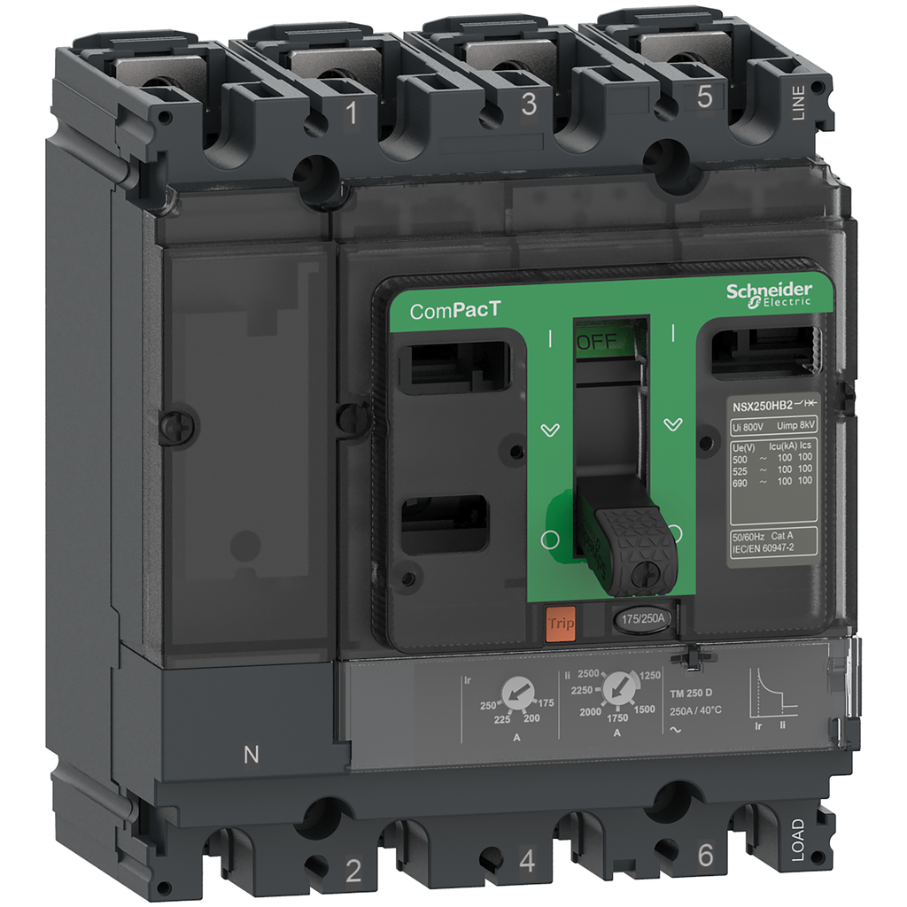ComPacT NSX250B - Disjoncteur - TM-D 160A - 4P4D - 25kA - montage fixe