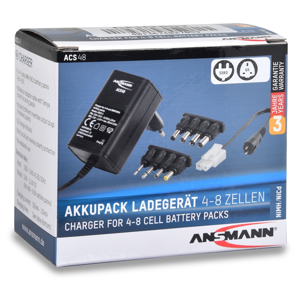 Unité(s) Chargeur NiCd/NiMH 4 à 8 cellules/1.8A 230V Ansmann AC48