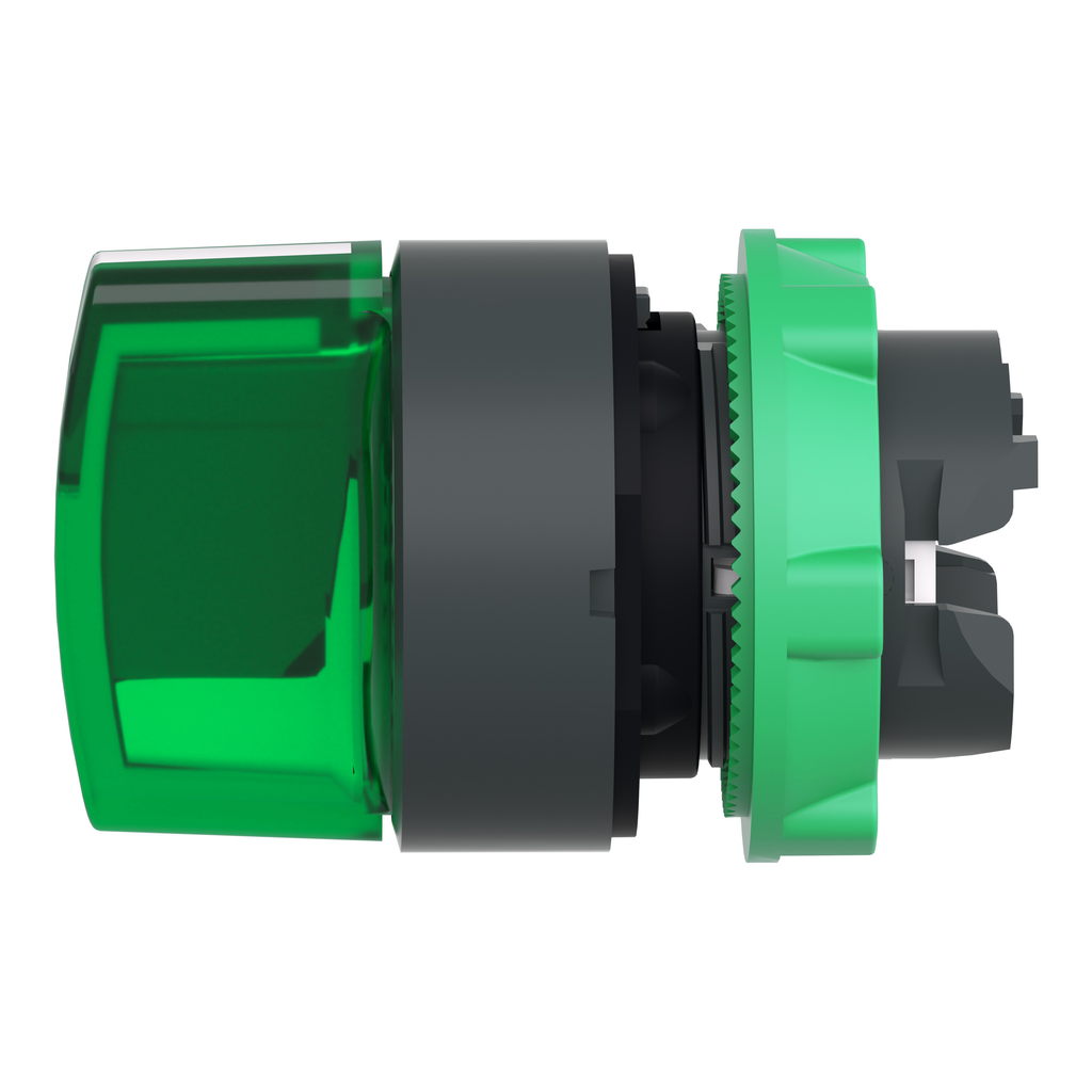Harmony XB5 - tête bouton à manette lumineux - Ø22 - 3 pos rap GC - vert