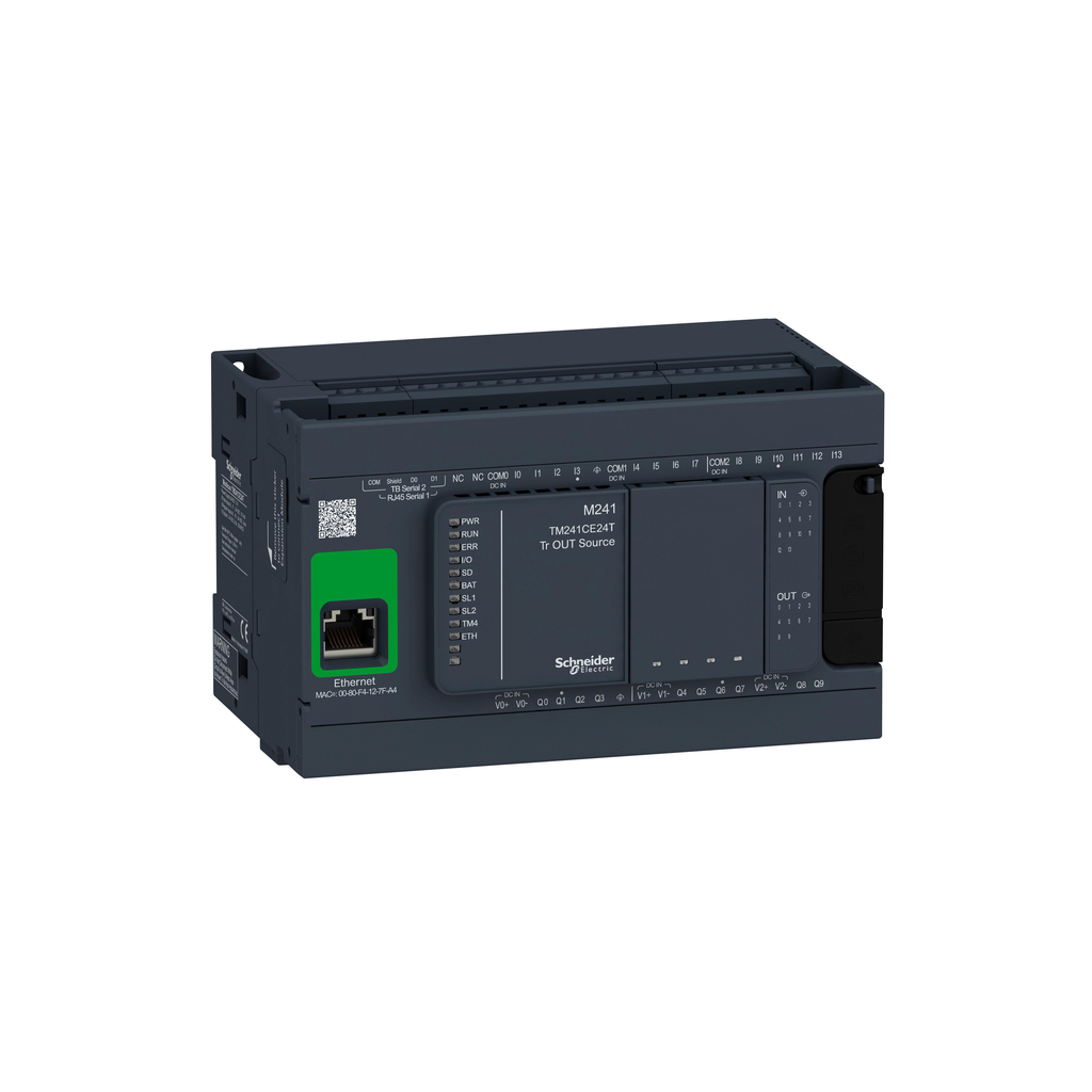 Modicon M241, contrôleur 24E/S PNP, ports Ethernet+2 série, 24VCC