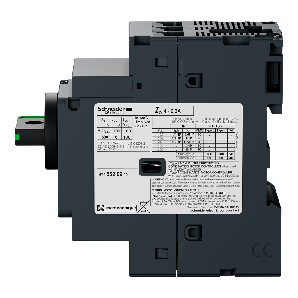 TeSys GV2P - disj. moteur - 0,63..1A - 3P 3d - déclencheur magnéto-thermique