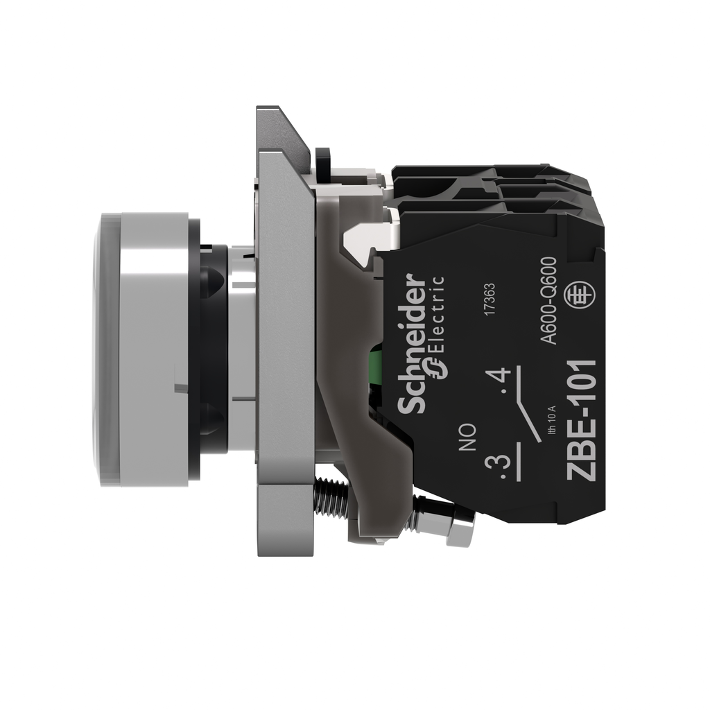 Harmony XB4 - poussoir lumineux LED - 1F+1O - blanc - Ø22 - 110VAC