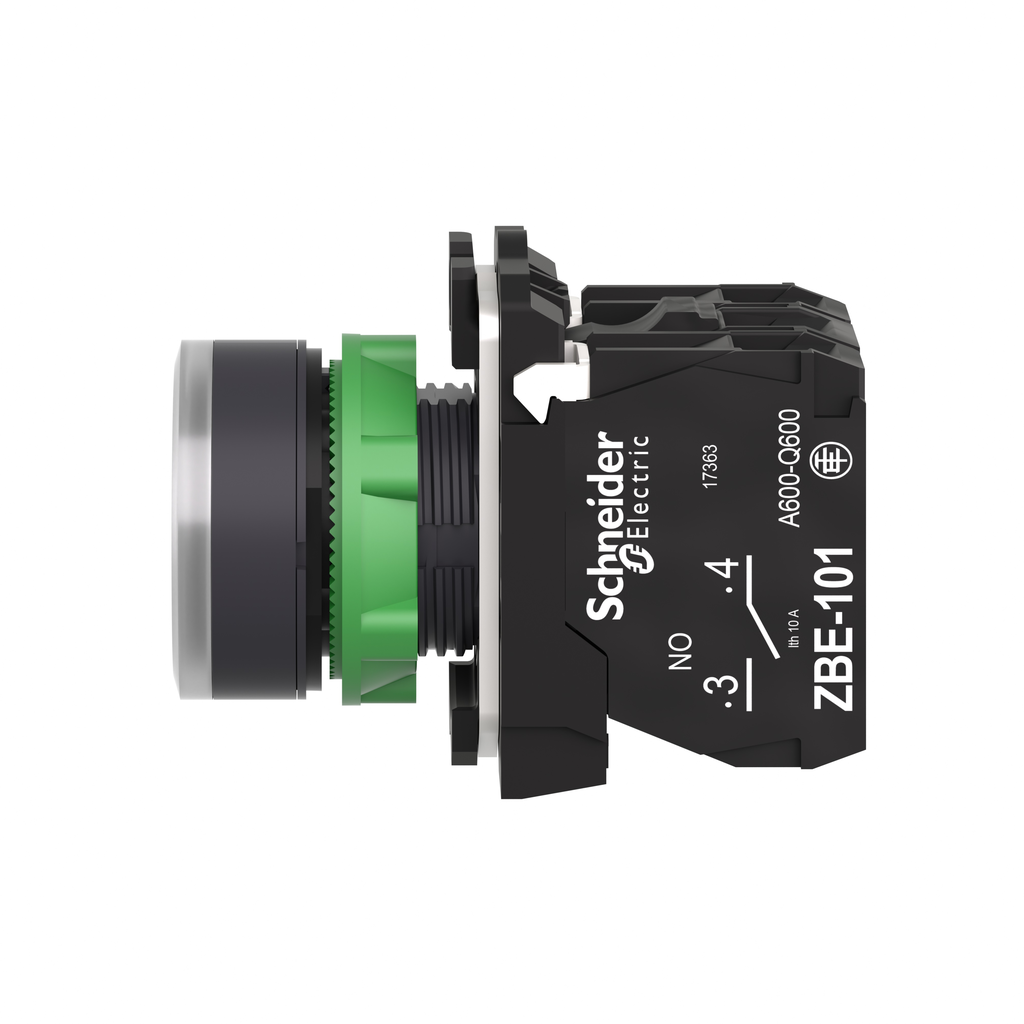 Harmony bt-pous lumineux blanc Ø22 - impulsion - 24V - 1O+1F