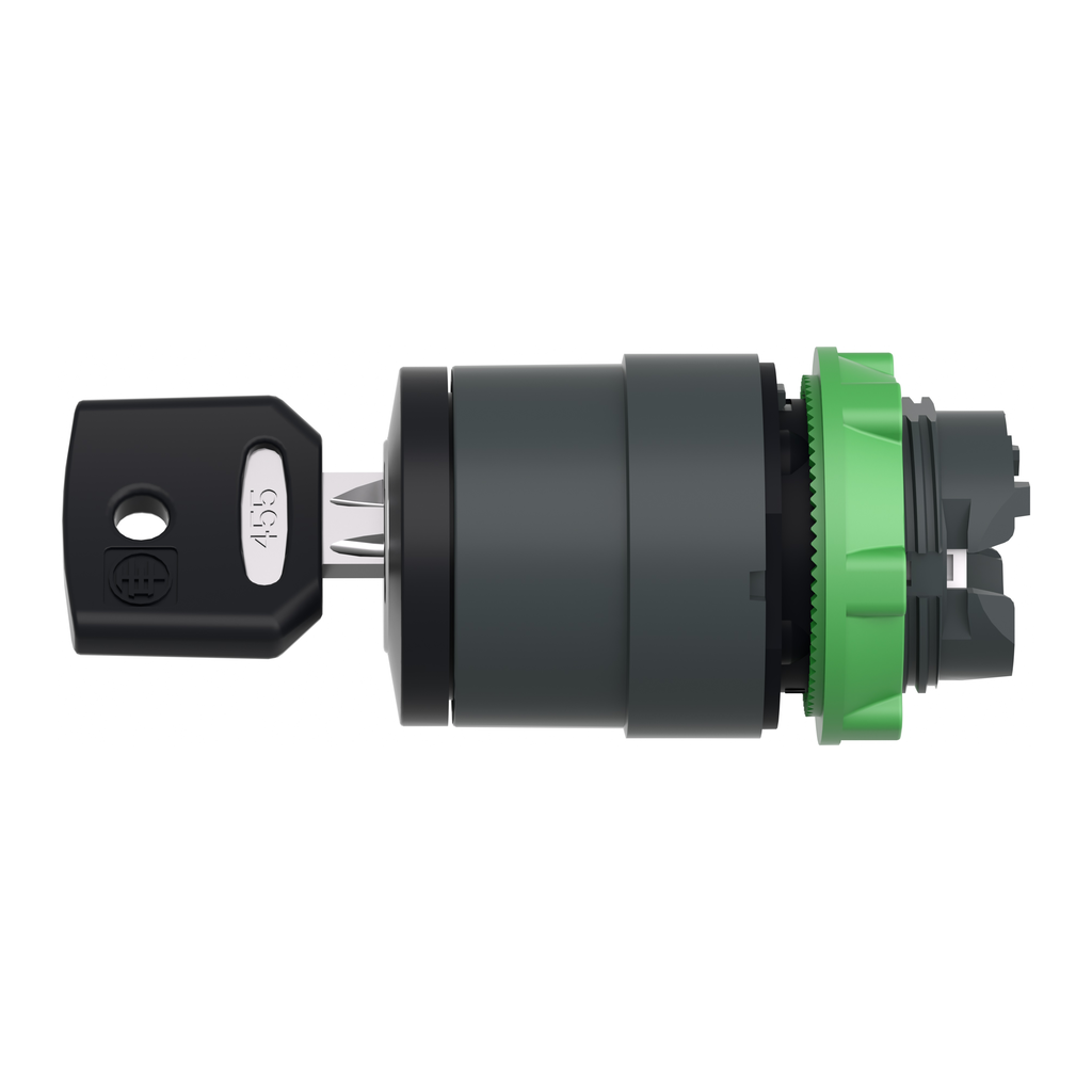 Harmony XB5 - tête bouton tournant à clé 455 - Ø22 - 2 pos à rap. - retr G