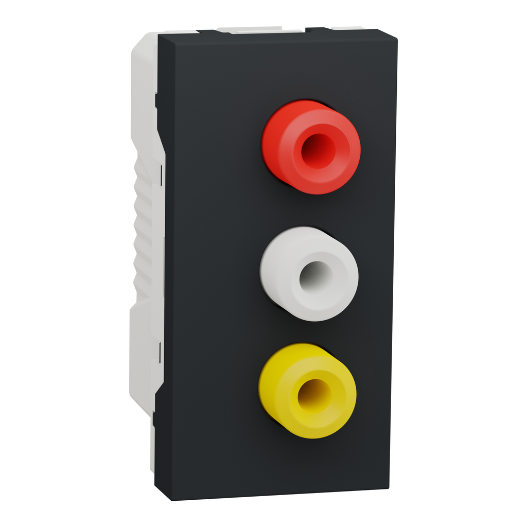 Unica - prise RCA triple (rouge blanc jaune) - 1 mod - Anthracite - méca seul