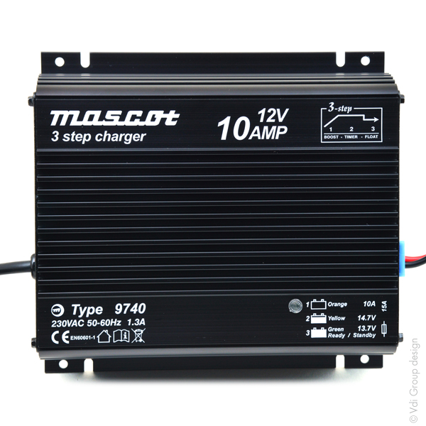 Unité(s) Chargeur plomb 12V/10A 230V Mascot 9740 - pinces crocodiles (Intelligen