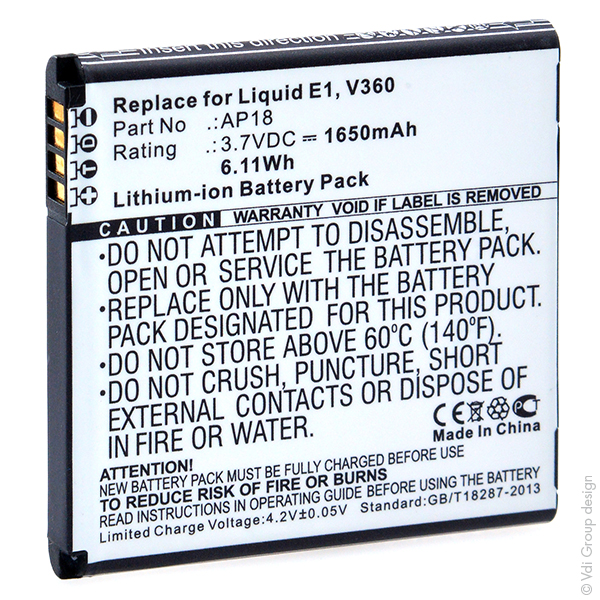 Blister(s) x 1 Batterie téléphone portable pour Acer 3.7V 1650mAh