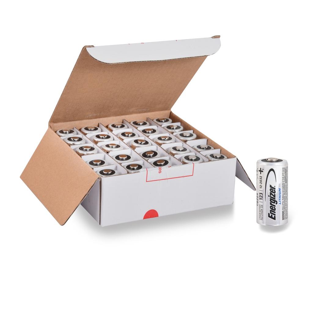 Boîte(s) de 25 Pile lithium CR123 Energizer 3V 1500mAh (boite de 25 piles)