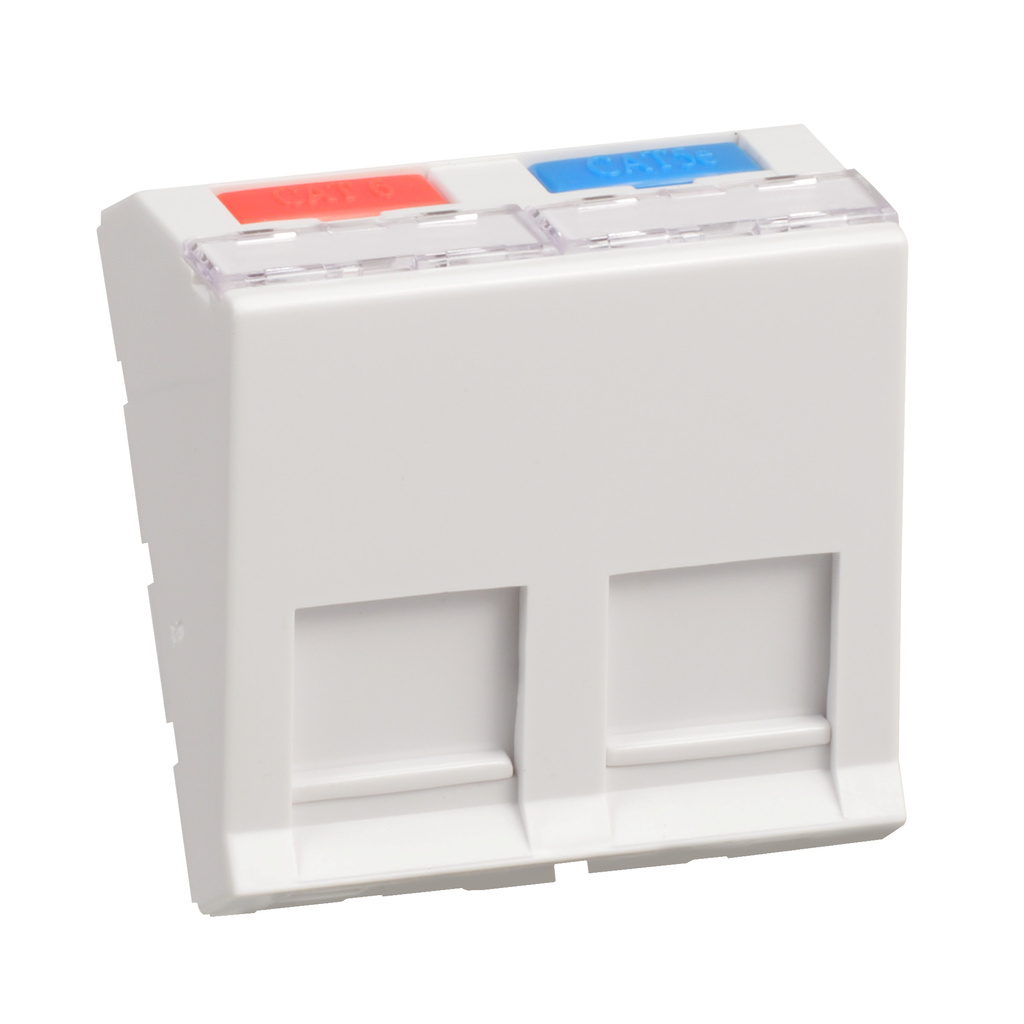 PLASTRON 45X45 INCLINE 2X RJ45 BLANC ACTASSI ACCESS