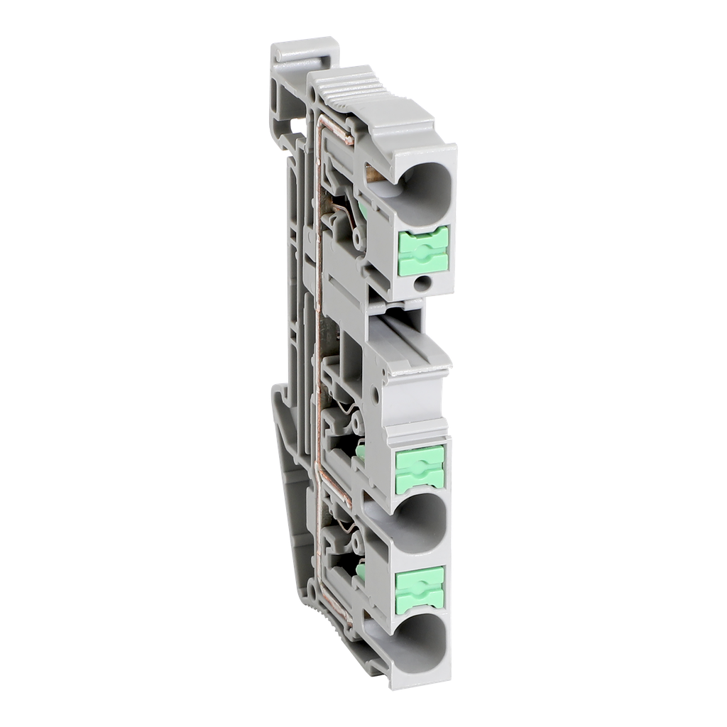 Linergy - Borne push in - passant - 3 points - 6mm² - gris