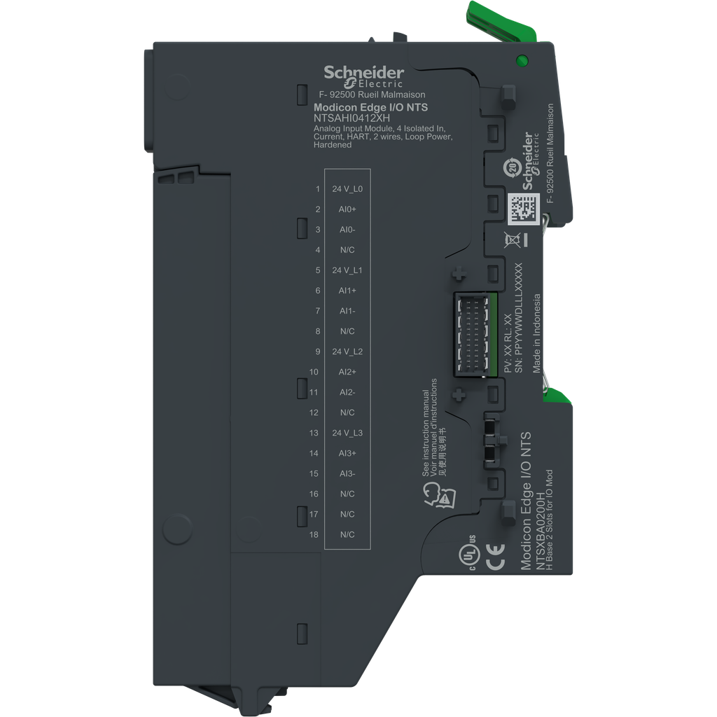 EdgeIO NTS Module+Base Entrée HART 4 voies isolées, Courant, 2Fils - Durcie