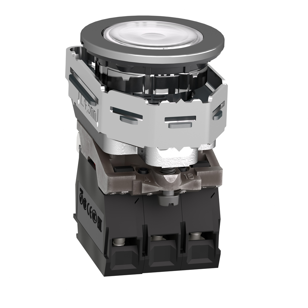 Harmony XB4 - BP lumineux DEL - flush - blanc - 1O+1F - 24V - vis étrier