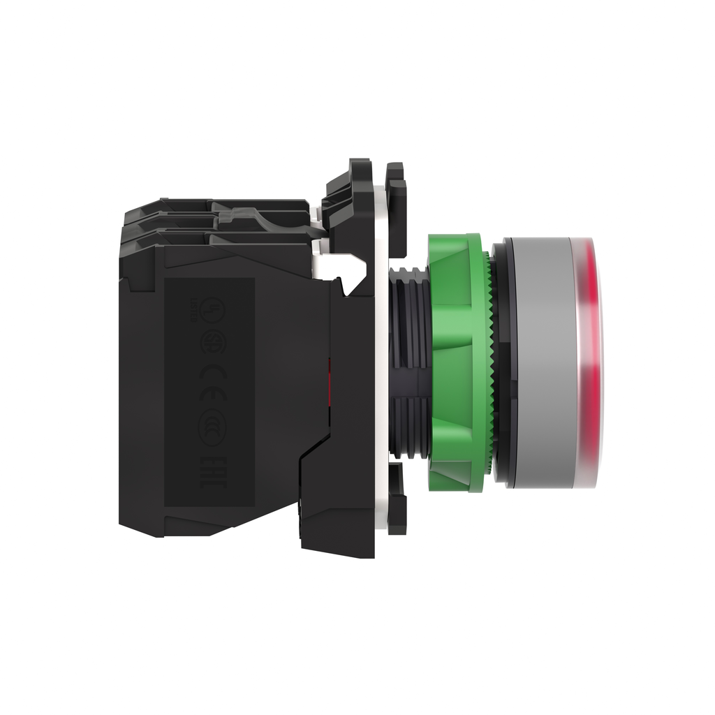 Harmony XB5 - bouton poussoir lum - Ø22 - col grise - rouge - 1O+1F - 24V