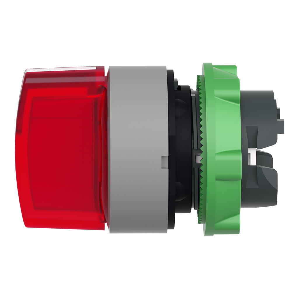 Harmony XB5 - tête bouton tournant lum - Ø22 - col grise - 3 pos rap GC - rouge