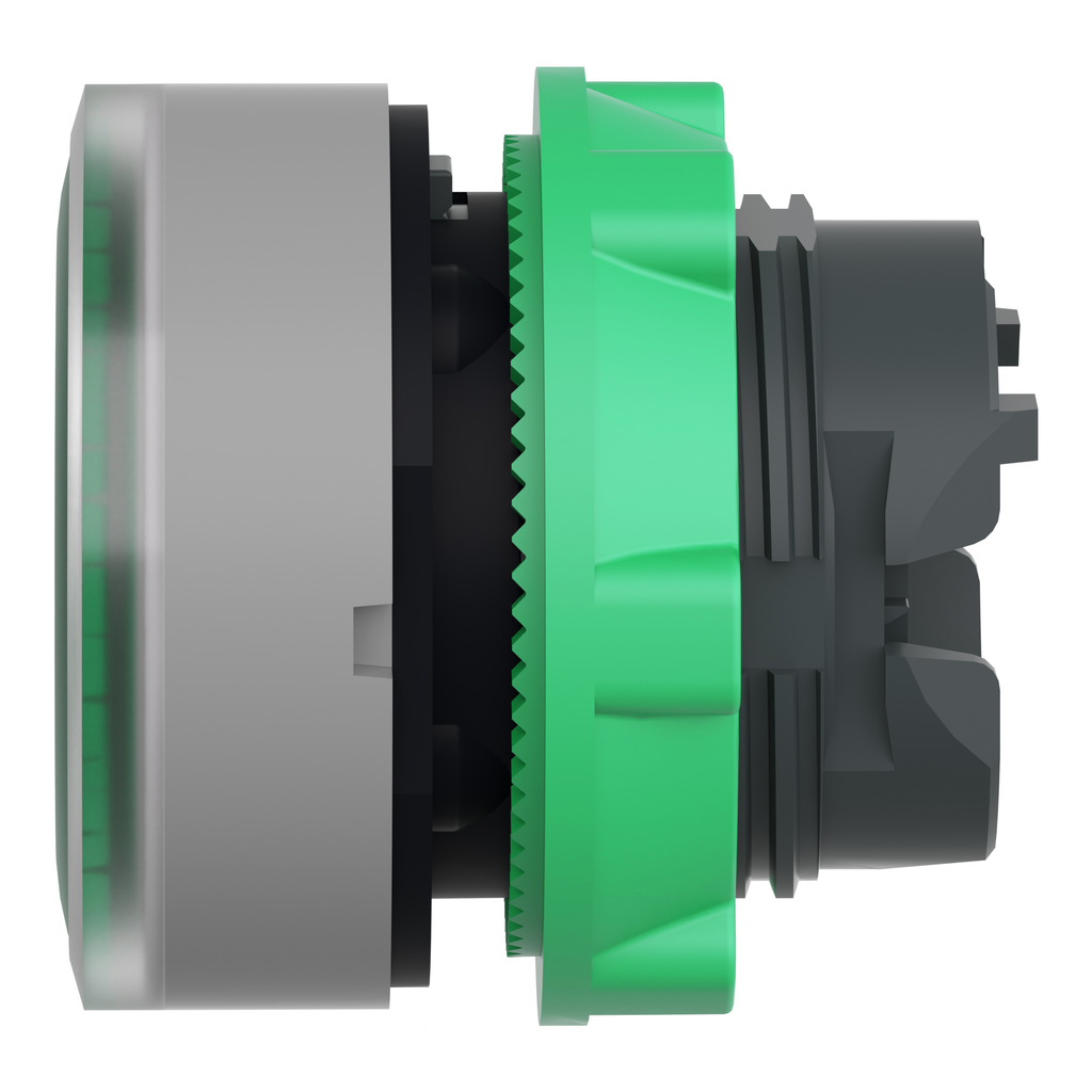 Harmony XB5 - tête bouton poussoir lumineux - Ø22 - col grise - vert