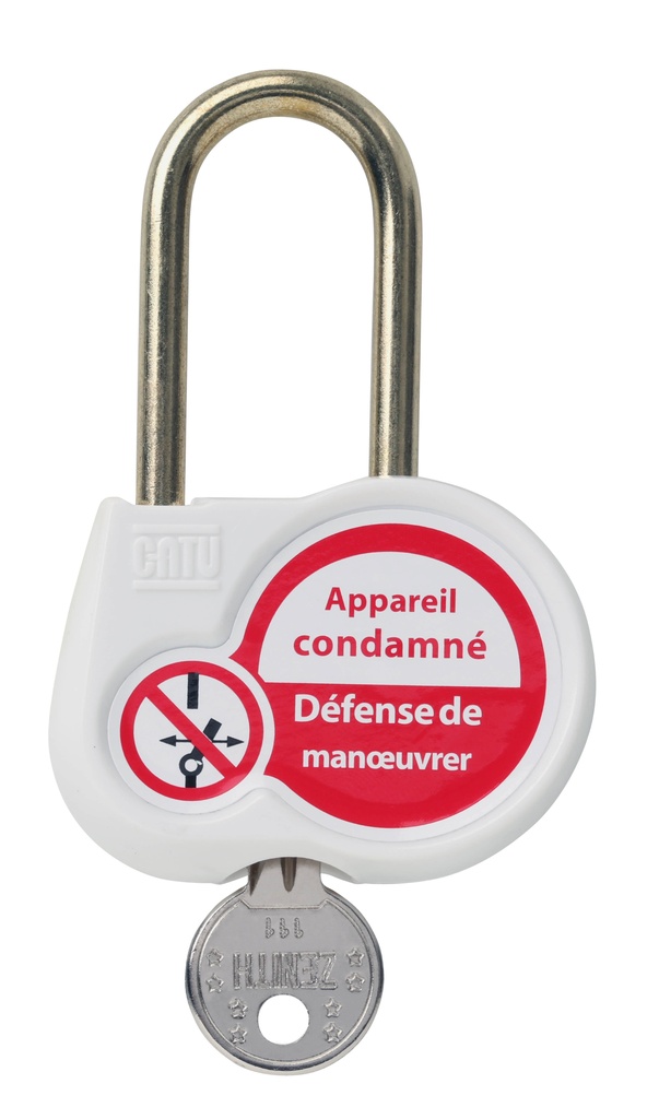 Cadenas blanc anse 50mm diamètre 6mm clé aléatoire.