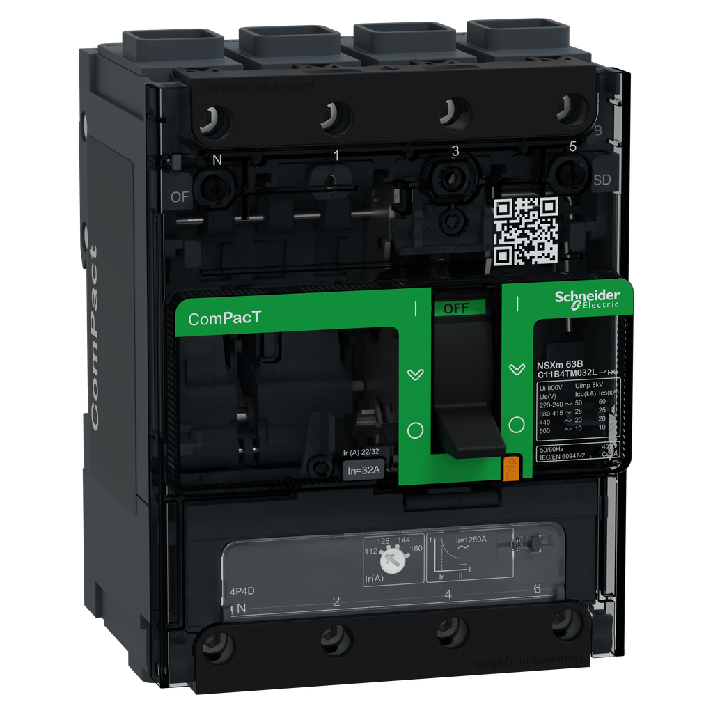 ComPacT NSXmB - disjoncteur - TM-D 32A - 4P4D - 25kA - borne EverLink