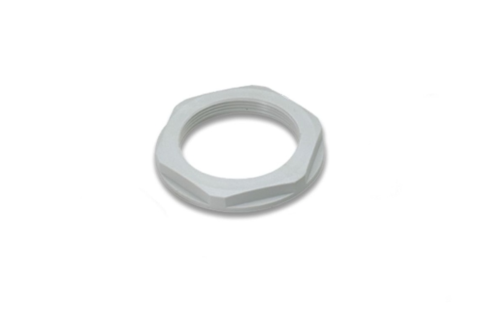 Ecrou en polyamide avec collerette Pg 13,5 gris (RAL 7035)