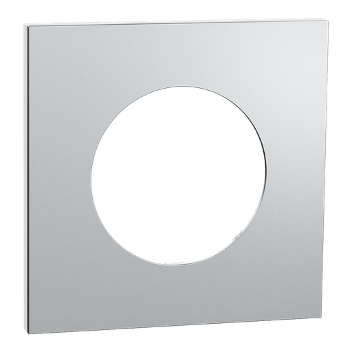 [SCHS914702] Odace Métal - plaque de finition 1 poste - effet Aluminium support blanc