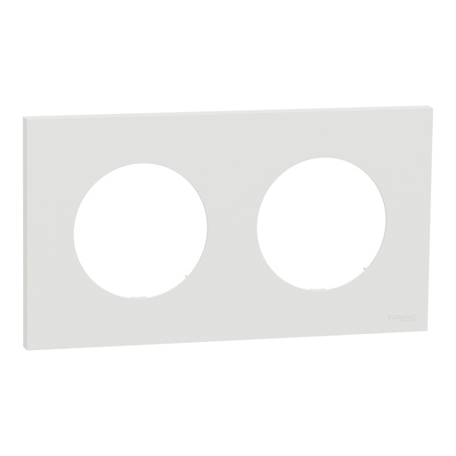 [SCHS920704] Odace - plaque de finition 2 postes - couleur Blanc craie