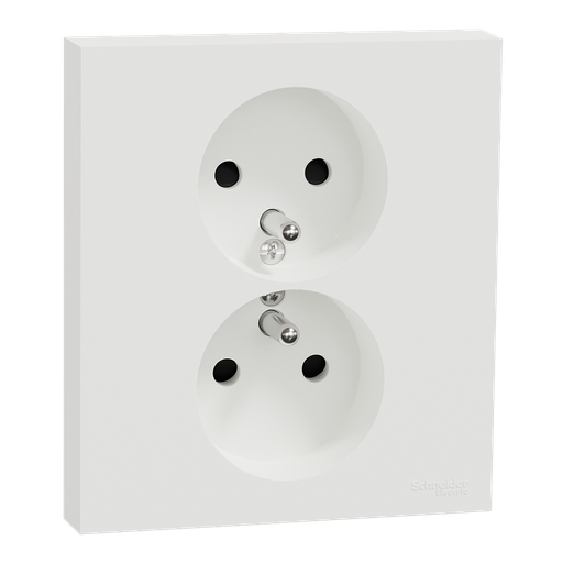 [SCHS921089] Odace - double prise de courant 2P+T avec plaque - install 1 poste - blanc craie