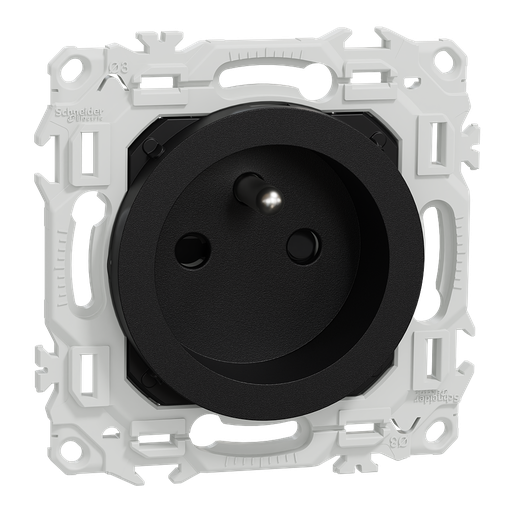 [SCHS940049] Odace - prise 2P+T rénovation à puits - 4 bornes auto par pôle - noir onyx