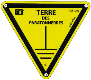 [CATAM-350] Plaque alumétal de signalisation "TERRE DES PARATONNERRES" 100 mm.