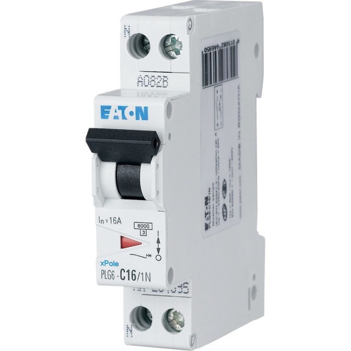 [EAT264695] Disjoncteur modulaire PLG6, 1P+N, 16A, courbe C, 10kA (EN 60947-2)