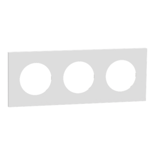 [SCHS917706] Odace Métal - plaque de finition 3 postes - effet Céramique Blanc support blanc