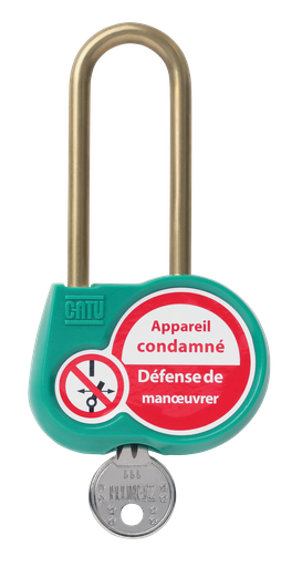 [CATAL-230-S-V-Z] Cadenas vert anse 70mm diamètre 6mm clé aléatoire.