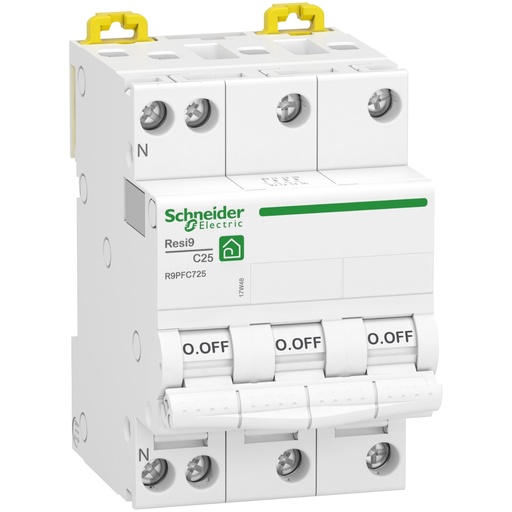 [SCHR9PFC725] Resi9 - disjoncteur modulaire - 3P+N - 25A - courbe C - peignable