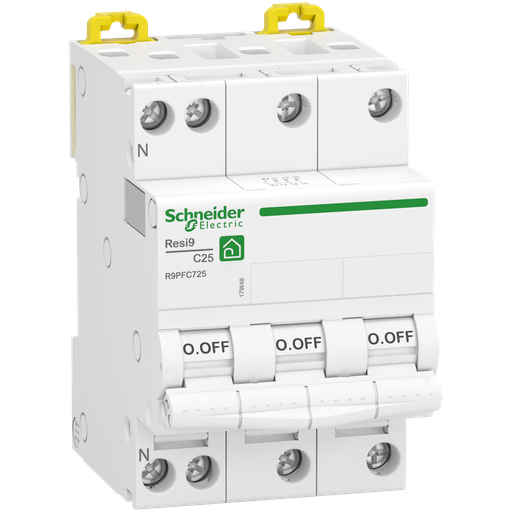 [SCHR9PFC725] Resi9 - disjoncteur modulaire - 3P+N - 25A - courbe C - peignable