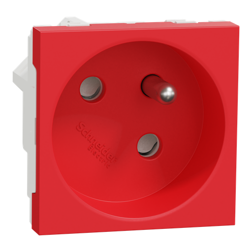 [SCHNU304903] Unica - prise 2P+T - FR - 45° - raccord rapide traversant - Rouge - méca seul