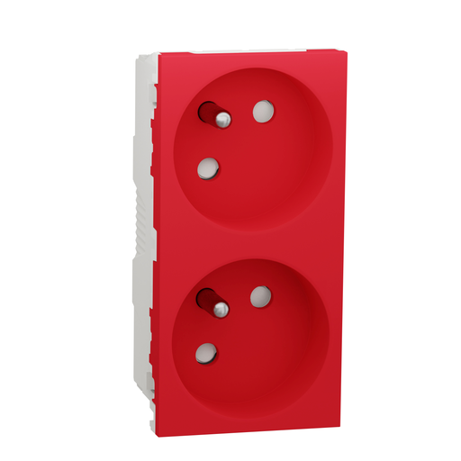 [SCHNU306903] Unica - prise double 2P+T - FR - 45° - connexion rapide - Rouge - méca seul