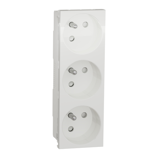 [SCHNU307918T] Unica - prise triple 2P+T - FR - spéciale goulotte - Blanc - méca seul